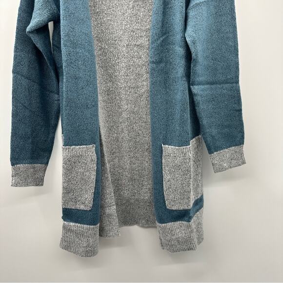 Stitch Fix Lety & Me Blue & Gray Colorblock Open Front 3/4 Sleeve Cardigan Sz M - Picture 3 of 7